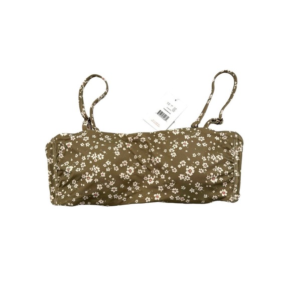 Andie Swim The Bora Bora Bandeau Bikini Top Women's Sz Large Ditsy Floral Olive - Picture 3 of 9
